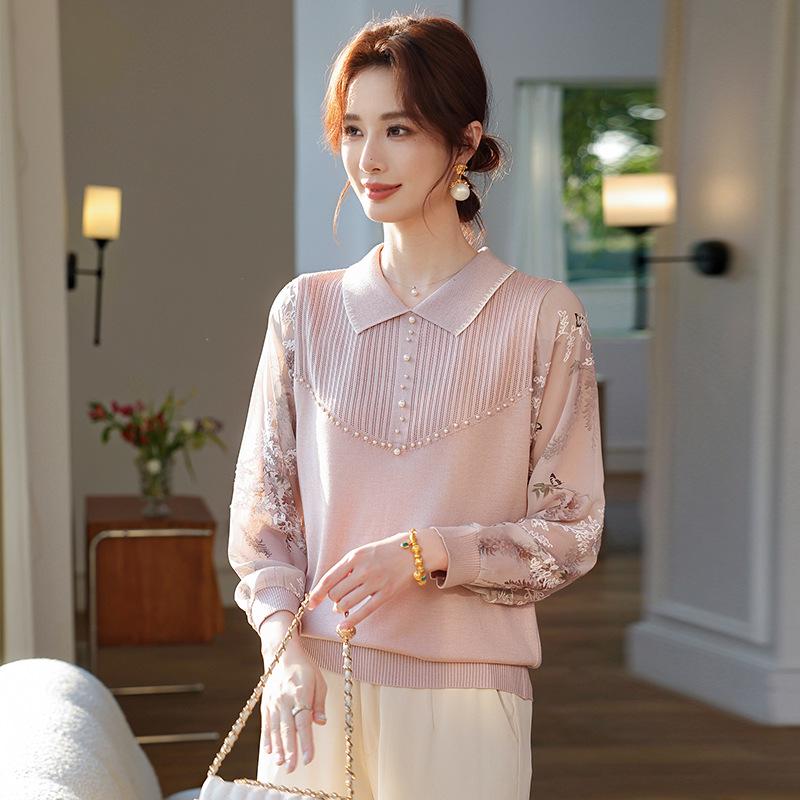 Elegant Spring Knit Top with Gauze Lapel Sleeves - Stylish for Middle-Aged & Elderly Women 4XL (140-160 jin)
Elegant Spring Knit Top with Gauze Lapel Sleeves - Stylish for Middle-Aged & Elderly Women 4XL (140-160 jin)