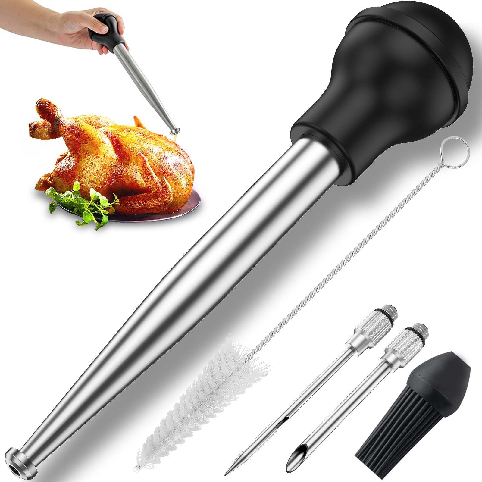 Turkey Baster Set Seasoning Sauce Injection Pump Stainless Steel Turkey Baster Syringe Meat Marinade Injector Needle for Kitchen
Turkey Baster Set Seasoning Sauce Injection Pump Stainless Steel Turkey Baster Syringe Meat Marinade Injector Needle for Kitchen