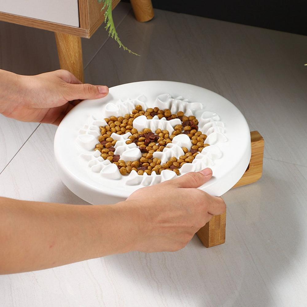 Wooden Anti-Gulping Against Indigestion Ceramic Dog Puzzle Feeder Dish Cat Bowl Slow Feeder Holder
Wooden Anti-Gulping Against Indigestion Ceramic Dog Puzzle Feeder Dish Cat Bowl Slow Feeder Holder