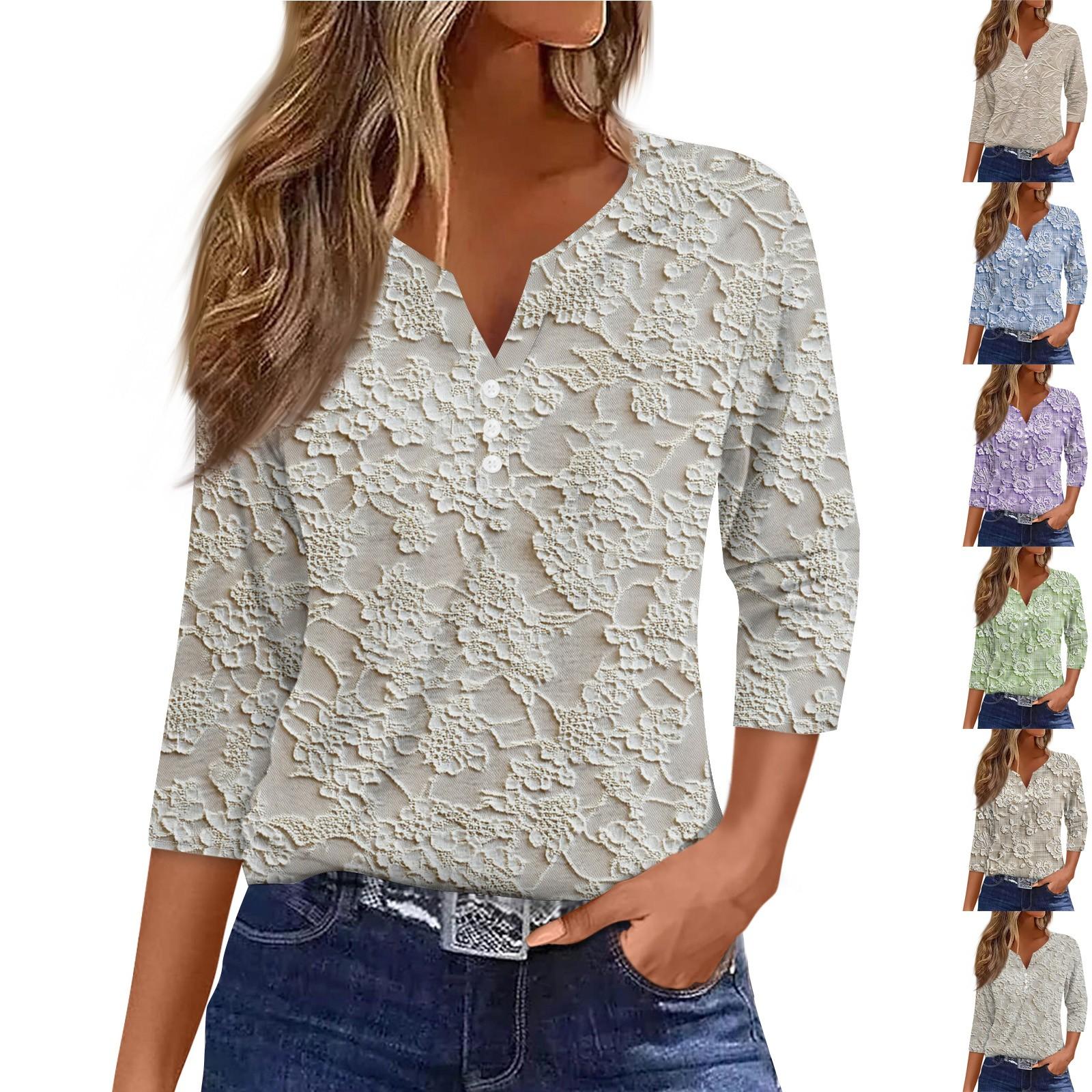 Women s T Shirt Tee Print Button 3/4 SleeveDaily Weekend Fashion Basic V- Neck Regular Top M бежевий
Women s T Shirt Tee Print Button 3/4 SleeveDaily Weekend Fashion Basic V- Neck Regular Top M бежевий