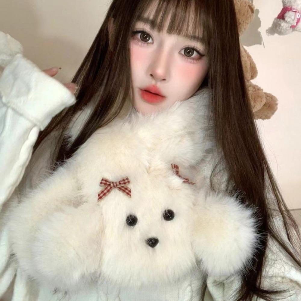 Bow Tie Cross Scarf Warm Plush Scarf Cute Scarf кавовий 
Bow Tie Cross Scarf Warm Plush Scarf Cute Scarf кавовий