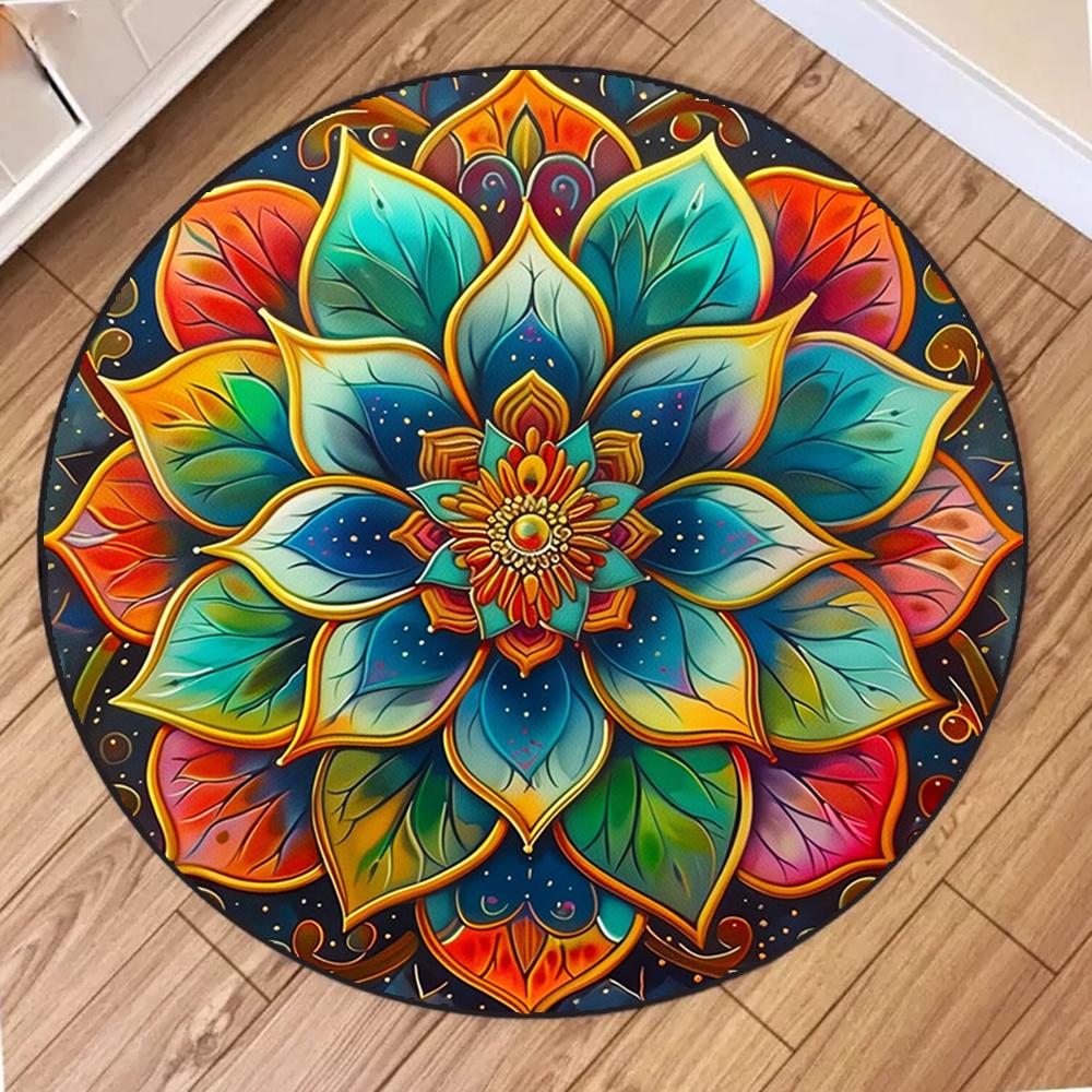 Round Mandala Flower Pattern Area Rug Boho Style Mat Non Slip Stain Resistant Durable for Living Room Bedroom Home Decor 80cm x 80cm
Round Mandala Flower Pattern Area Rug Boho Style Mat Non Slip Stain Resistant Durable for Living Room Bedroom Home Decor 80cm x 80cm