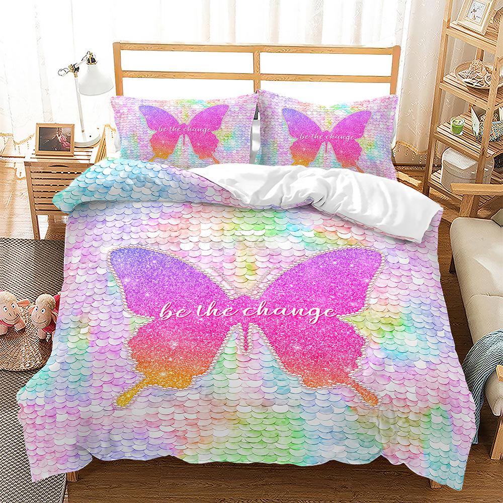 Gradual Change Sequined Bed Three-Piece Quilt Cover 3D Digital Printing Kit 135 * 200 (two-piece set) 90g
Gradual Change Sequined Bed Three-Piece Quilt Cover 3D Digital Printing Kit 135 * 200 (two-piece set) 90g
