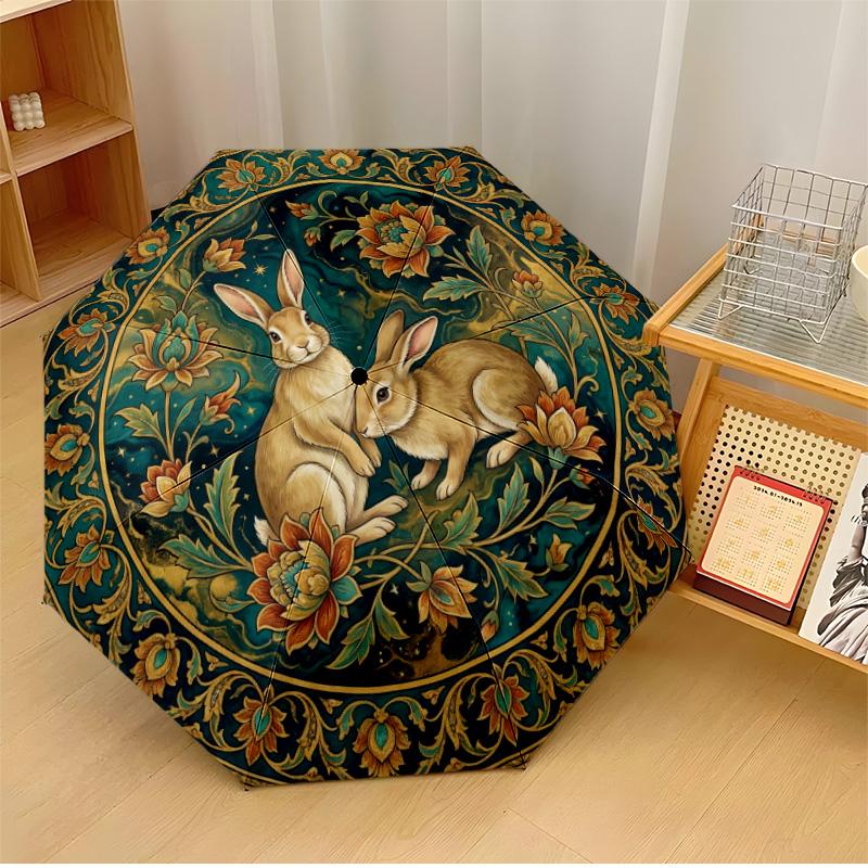 Rabbits in Floral Wreath Printed umbrella windproof folding umbrella portable sun and rain umbrella suitable for gifting
Rabbits in Floral Wreath Printed umbrella windproof folding umbrella portable sun and rain umbrella suitable for gifting