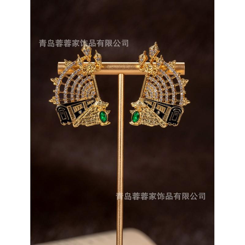 Of Vintage Jewelry High-end Feel Full Railway Station Architecture Earrings Exaggerated Personality Cross-border Hot Items
Of Vintage Jewelry High-end Feel Full Railway Station Architecture Earrings Exaggerated Personality Cross-border Hot Items