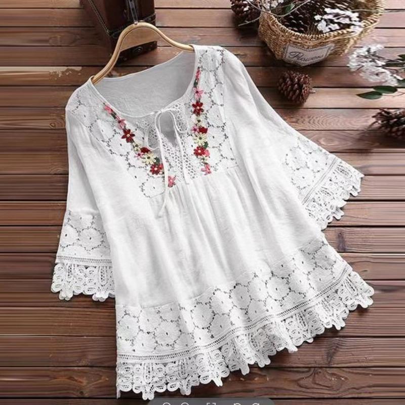 Женская кружевная вышивка с цветочным узором, свободная рубашка размера плюс с половиной рукава S белый
Женская кружевная вышивка с цветочным узором, свободная рубашка размера плюс с половиной рукава S белый