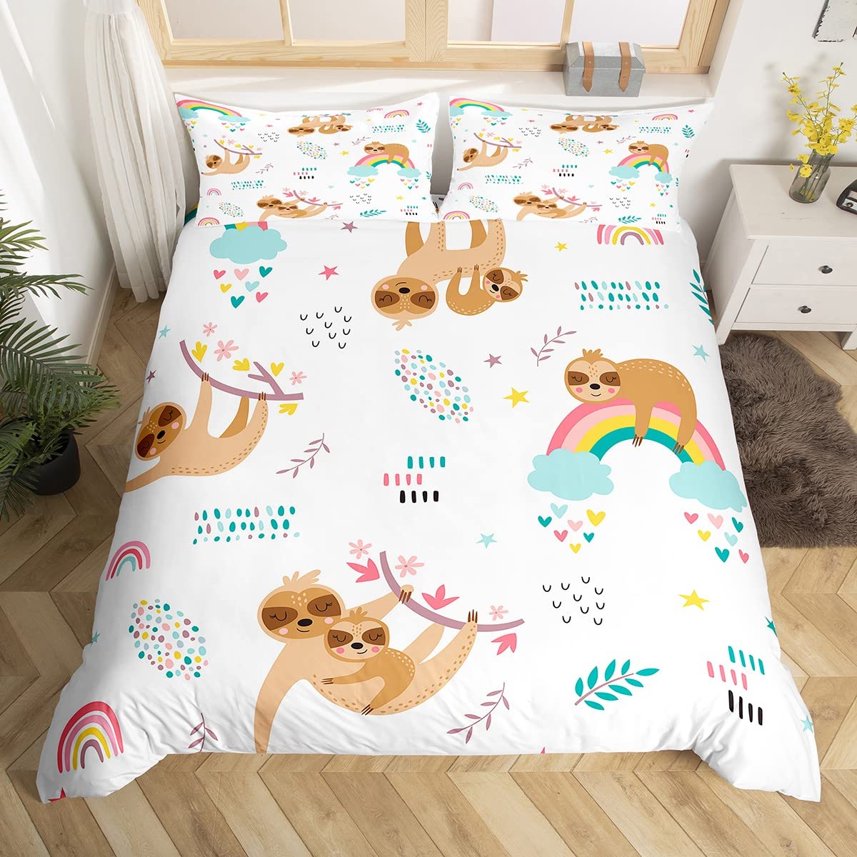 Kids Cute Sloth Duvet Cover Set Cartoon Sloth Printed Comforter Covers Boys Girls 3D Animal Themed Lovely Duvet Cover 2/3 Pcs EU Single(135*200cm)3pcs
Kids Cute Sloth Duvet Cover Set Cartoon Sloth Printed Comforter Covers Boys Girls 3D Animal Themed Lovely Duvet Cover 2/3 Pcs EU Single(135*200cm)3pcs