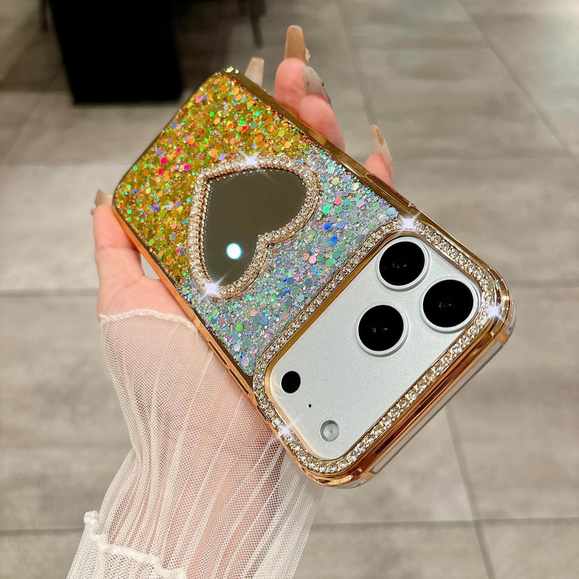 Glitter Heart Mirror Rhinestone Phone Case for Apple 17 Pro Max iPhone 16 Lens iPhone 16 Pro Max
Glitter Heart Mirror Rhinestone Phone Case for Apple 17 Pro Max iPhone 16 Lens iPhone 16 Pro Max