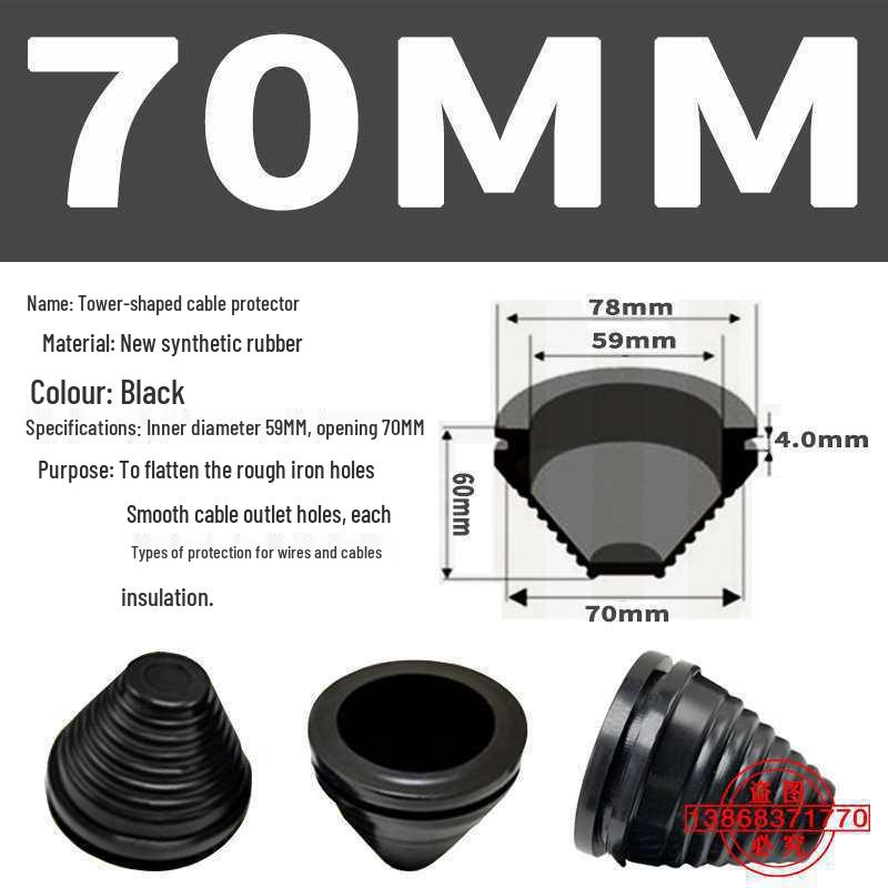 Tower-Shaped Cable Grommet with Dust Cover & Rubber Sealing Ring
Tower-Shaped Cable Grommet with Dust Cover & Rubber Sealing Ring