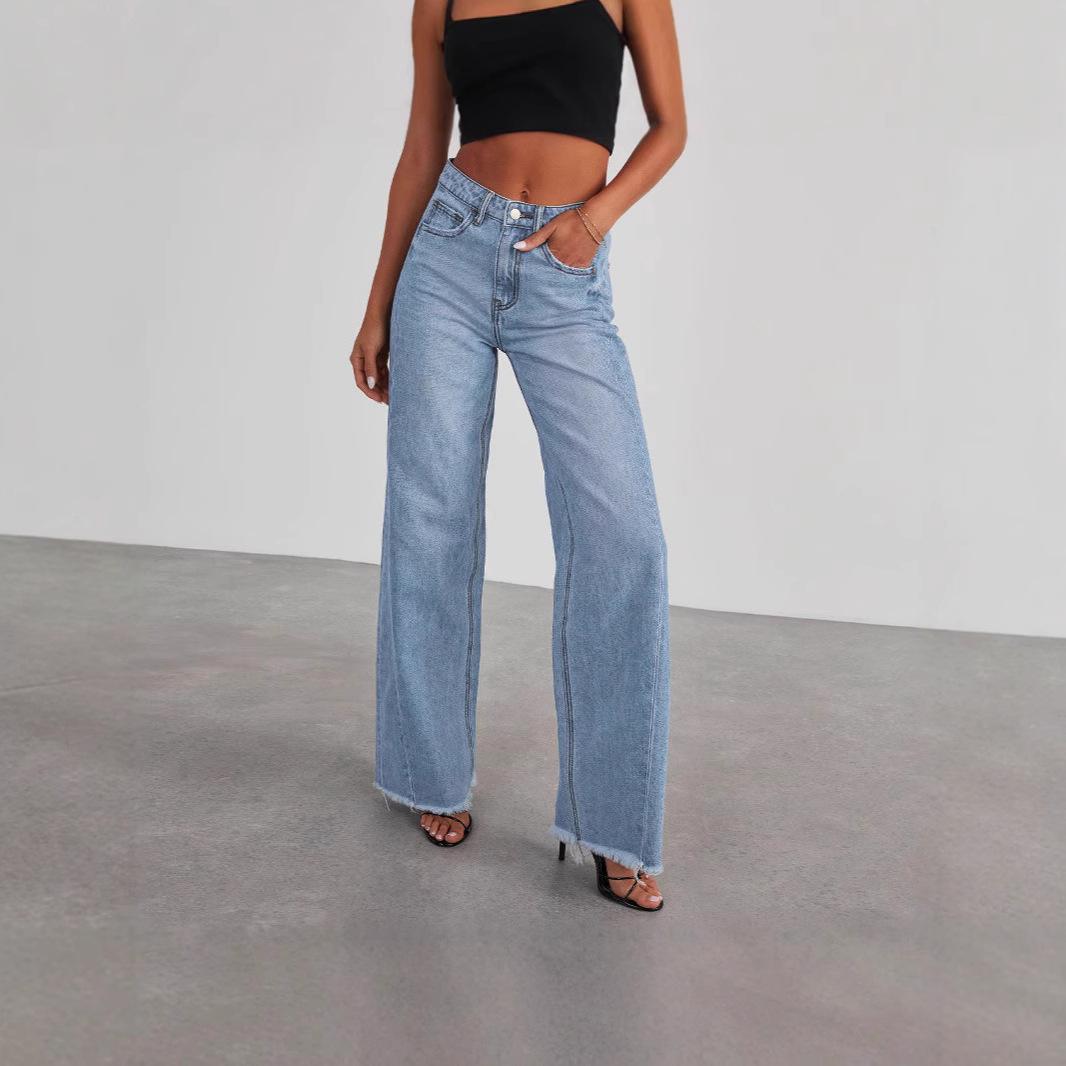 Women s Wide Leg Jeans High Waist Strechy Raw Hem Denim Pants Straight Leg Denim Pants L світло-синій колір
Women s Wide Leg Jeans High Waist Strechy Raw Hem Denim Pants Straight Leg Denim Pants L світло-синій колір