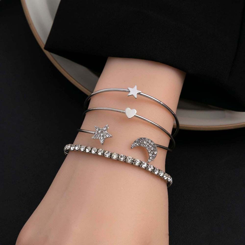 4Pcs/set Jewelry Accessories Silver Open Bracelet Star Shape Silver Moon Star Bracelet Girls 4Pcs/set
4Pcs/set Jewelry Accessories Silver Open Bracelet Star Shape Silver Moon Star Bracelet Girls 4Pcs/set