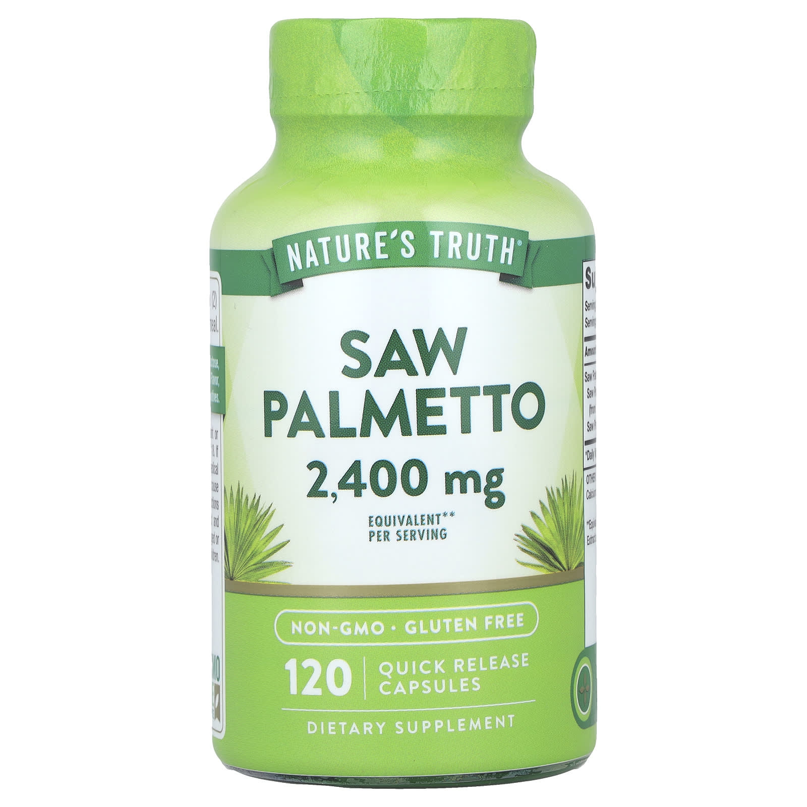 Nature S Truth, Saw Palmetto, 2,400Mg, 120 Rapid Release Capsules (1,200Mg per Capsule)
Nature S Truth, Saw Palmetto, 2,400Mg, 120 Rapid Release Capsules (1,200Mg per Capsule)