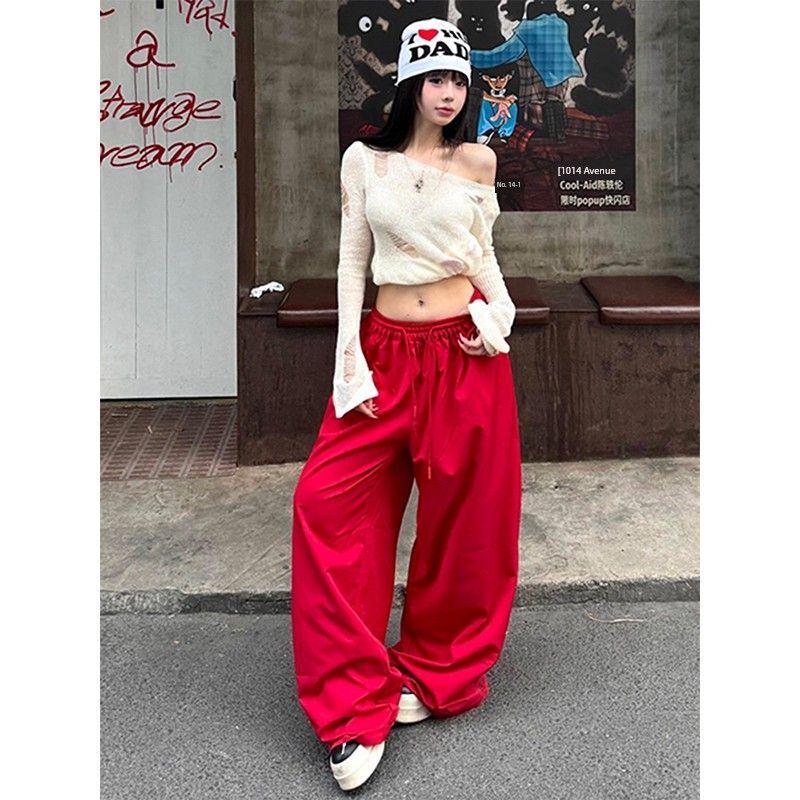 Red Drawstring Leisure Fashion High Street Vibe Loose Pants Red S
Red Drawstring Leisure Fashion High Street Vibe Loose Pants Red S