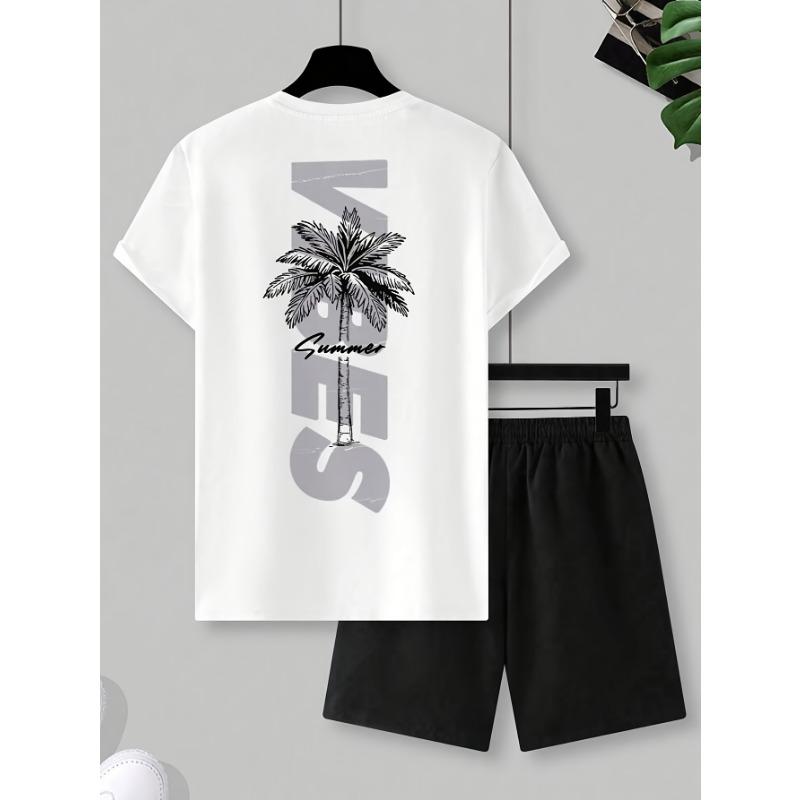 Summer men s beach suit with tropical palm tree print design and drawstring shorts S
Summer men s beach suit with tropical palm tree print design and drawstring shorts S