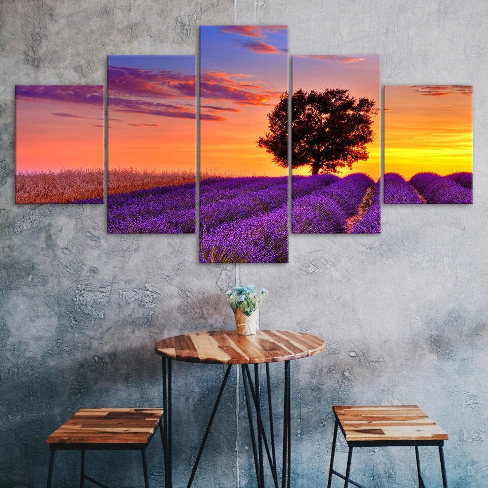 Lonely Tree Lavender Flowers Field Sunset Canvas 5 Piece Five Panel Wall Print Modern Art Poster Picture Home Decor Gift For Him For Her 20X35 20X45 20X55CM
Lonely Tree Lavender Flowers Field Sunset Canvas 5 Piece Five Panel Wall Print Modern Art Poster Picture Home Decor Gift For Him For Her 20X35 20X45 20X55CM