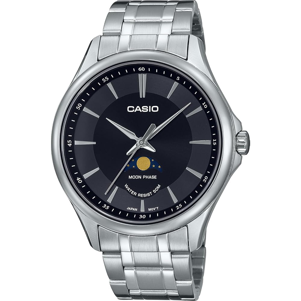 Casio Standard Moon Phase Analog Men s Watch MTP-M100D-1AV Round Face Metal Band Black
Casio Standard Moon Phase Analog Men s Watch MTP-M100D-1AV Round Face Metal Band Black