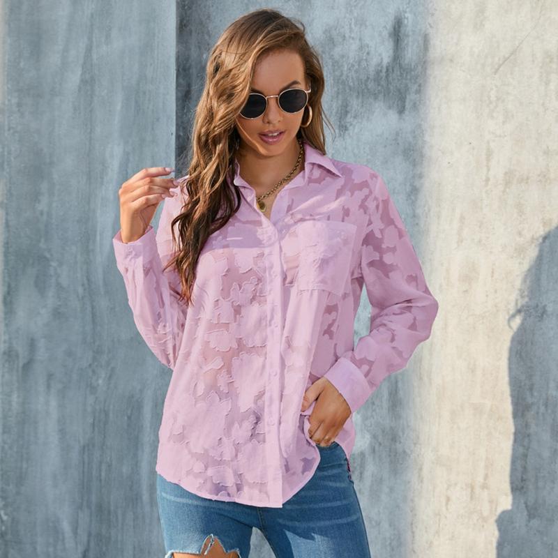 Women s Lapel Jacquard Cardigan Button Shirt Slightly Transparent Top XL
Women s Lapel Jacquard Cardigan Button Shirt Slightly Transparent Top XL