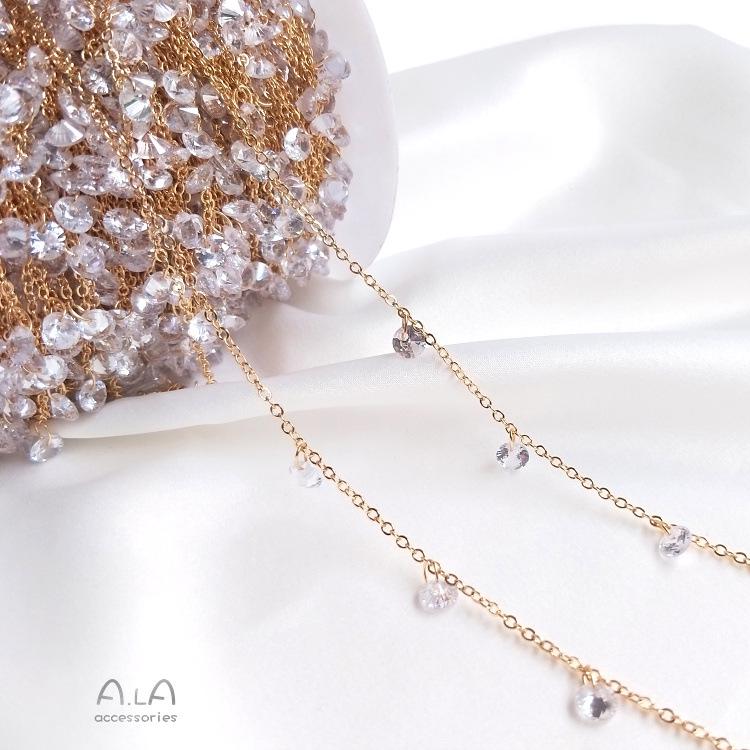 14K Gold Filled Zircon Chain Pendant Sparkling Diamond O-Shaped Loose Chain DIY Handmade Bracelet Necklace Jewelry Zircon Chain with Pendant 50cm
14K Gold Filled Zircon Chain Pendant Sparkling Diamond O-Shaped Loose Chain DIY Handmade Bracelet Necklace Jewelry Zircon Chain with Pendant 50cm