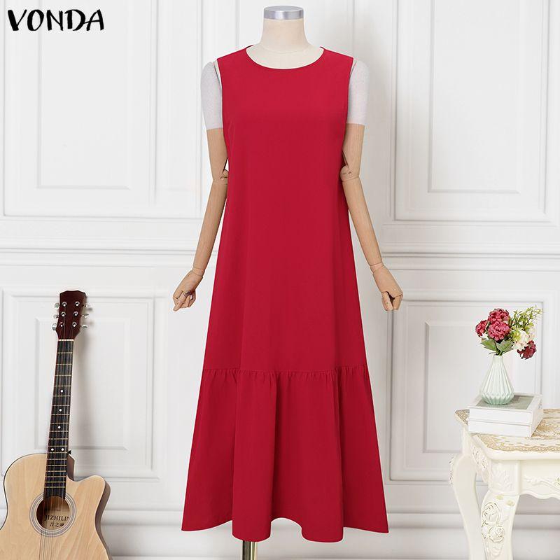 VONDA Summer Women O Neck Sleeveless Casual Long Ruffled Swing Tank Dress 5XL червоний
VONDA Summer Women O Neck Sleeveless Casual Long Ruffled Swing Tank Dress 5XL червоний