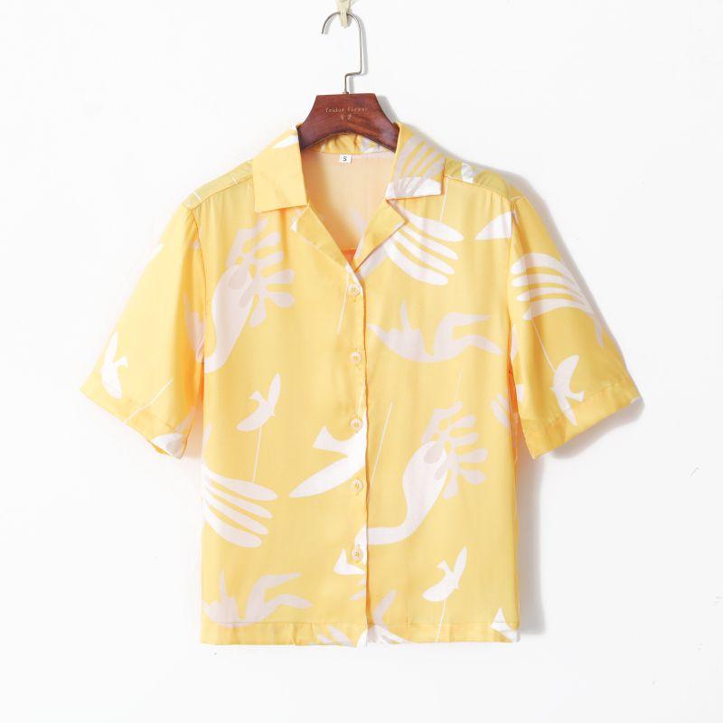 2023 Summer Women s Clothing Fashion K-style Fresh Print Elegant Suit Collar Single-Breasted Loose Easiest for Match Short Sleeve Shirt Yellow background printing S
2023 Summer Women s Clothing Fashion K-style Fresh Print Elegant Suit Collar Single-Breasted Loose Easiest for Match Short Sleeve Shirt Yellow background printing S