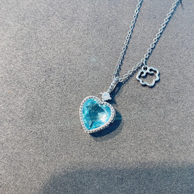 925 Sterling Silver Blue Topaz Heart Necklace with Zircon Clavicle Chain for Women - 2021 Summer Collection
925 Sterling Silver Blue Topaz Heart Necklace with Zircon Clavicle Chain for Women - 2021 Summer Collection