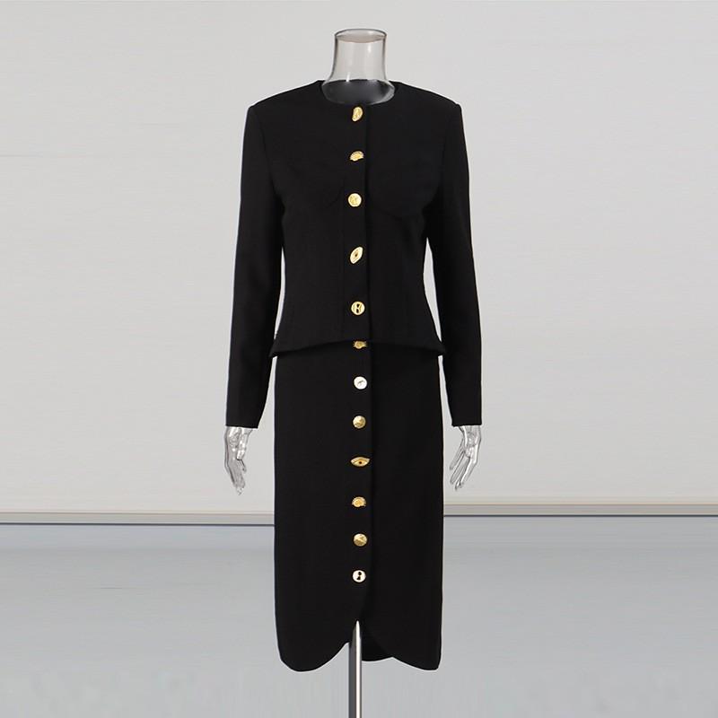 French-style Suit With Waist Single-breasted Round Collar Top + Solid Color High-waist Skirt L чёрный
French-style Suit With Waist Single-breasted Round Collar Top + Solid Color High-waist Skirt L чёрный