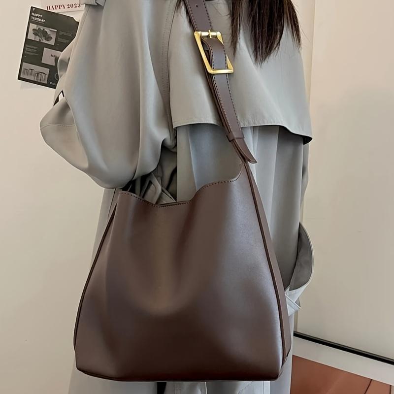 Women s Fashion Tote Bag, Minimalist Shoulder Handbag, Retro Faux Leather Bucket Bag, Polyurethane Lining, No Print
Women s Fashion Tote Bag, Minimalist Shoulder Handbag, Retro Faux Leather Bucket Bag, Polyurethane Lining, No Print