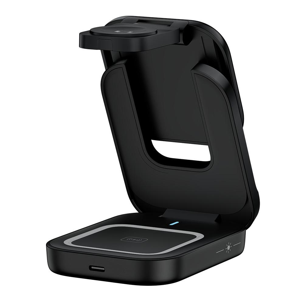 HT-542 3 in 1 Foldable 15W Magnetic Wireless Charger for Phone/Earbuds/Watch Phone Stand with Night Light Black
HT-542 3 in 1 Foldable 15W Magnetic Wireless Charger for Phone/Earbuds/Watch Phone Stand with Night Light Black
