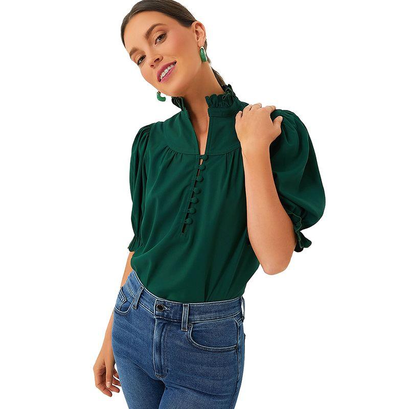 Fashion Pure Color Loose Casual Short Sleeve Shirt for Women 2025 Summer New Arrival Half Cardigan Special-Interest Design Half Sleeve Tops Green P309 XL code fits (70.00 kg-75.00 kg
Fashion Pure Color Loose Casual Short Sleeve Shirt for Women 2025 Summer New Arrival Half Cardigan Special-Interest Design Half Sleeve Tops Green P309 XL code fits (70.00 kg-75.00 kg