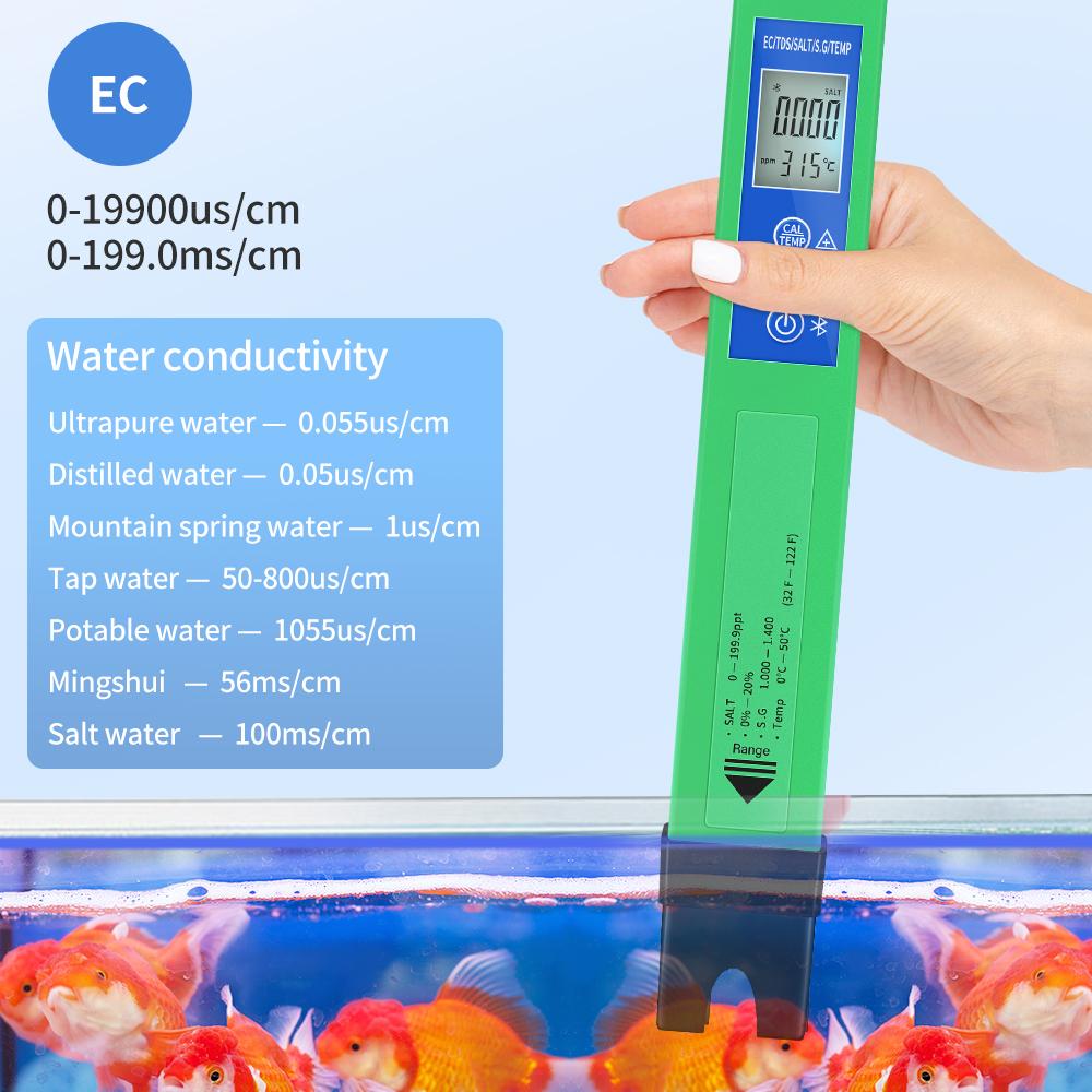 Bluetooth Water Quality Tester EC TDS SALT SG TEMP 5 In 1 Meter APP Control Digital Water Detector for Laboratory Aquarium
Bluetooth Water Quality Tester EC TDS SALT SG TEMP 5 In 1 Meter APP Control Digital Water Detector for Laboratory Aquarium