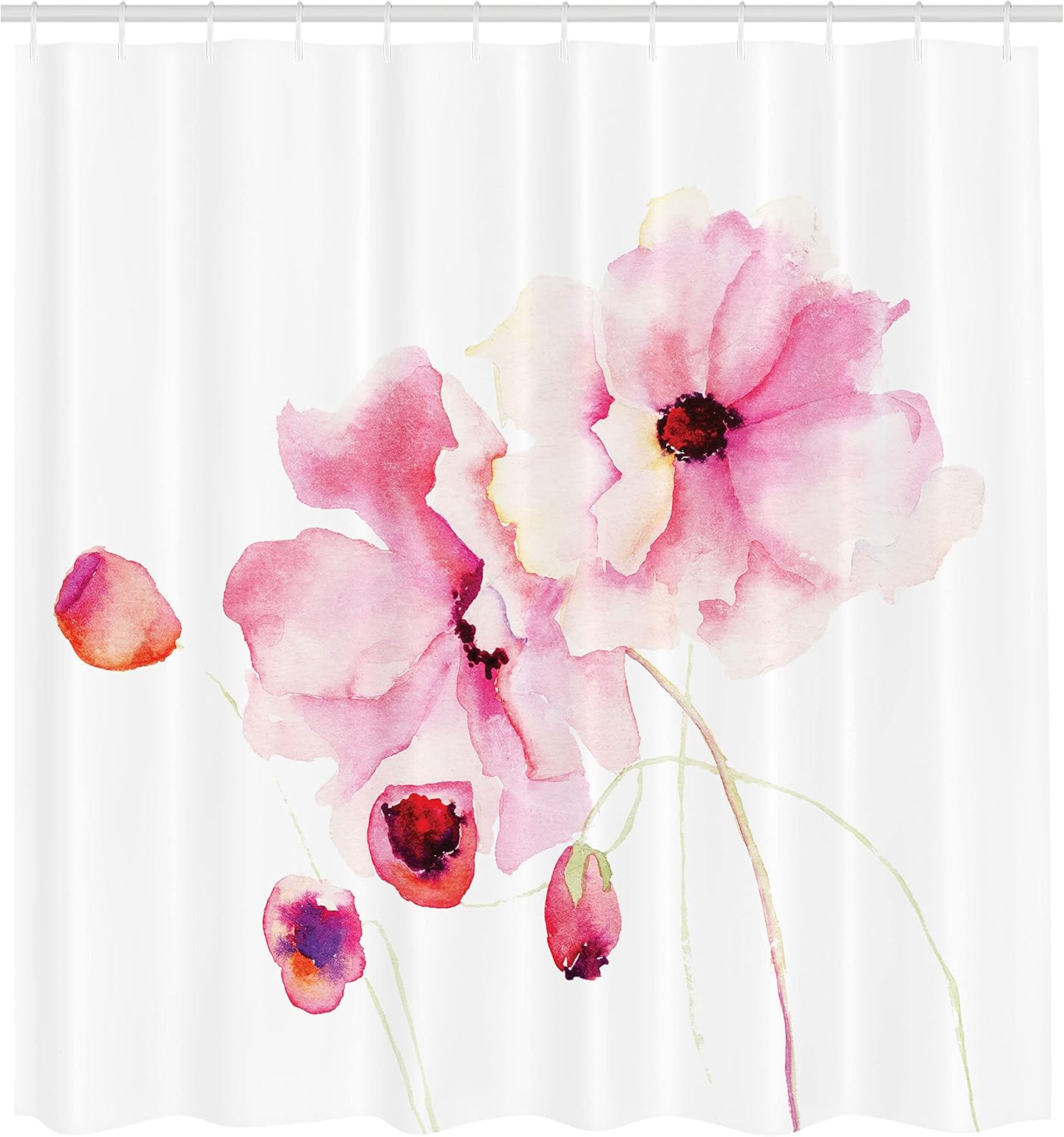 Watercolor Flower Shower Curtain With Hooks-Soft Pink Flowers, Dreamy Spring Art, Fresh Floral Bathroom Decoration W60H190(CM)-1 Pcs
Watercolor Flower Shower Curtain With Hooks-Soft Pink Flowers, Dreamy Spring Art, Fresh Floral Bathroom Decoration W60H190(CM)-1 Pcs