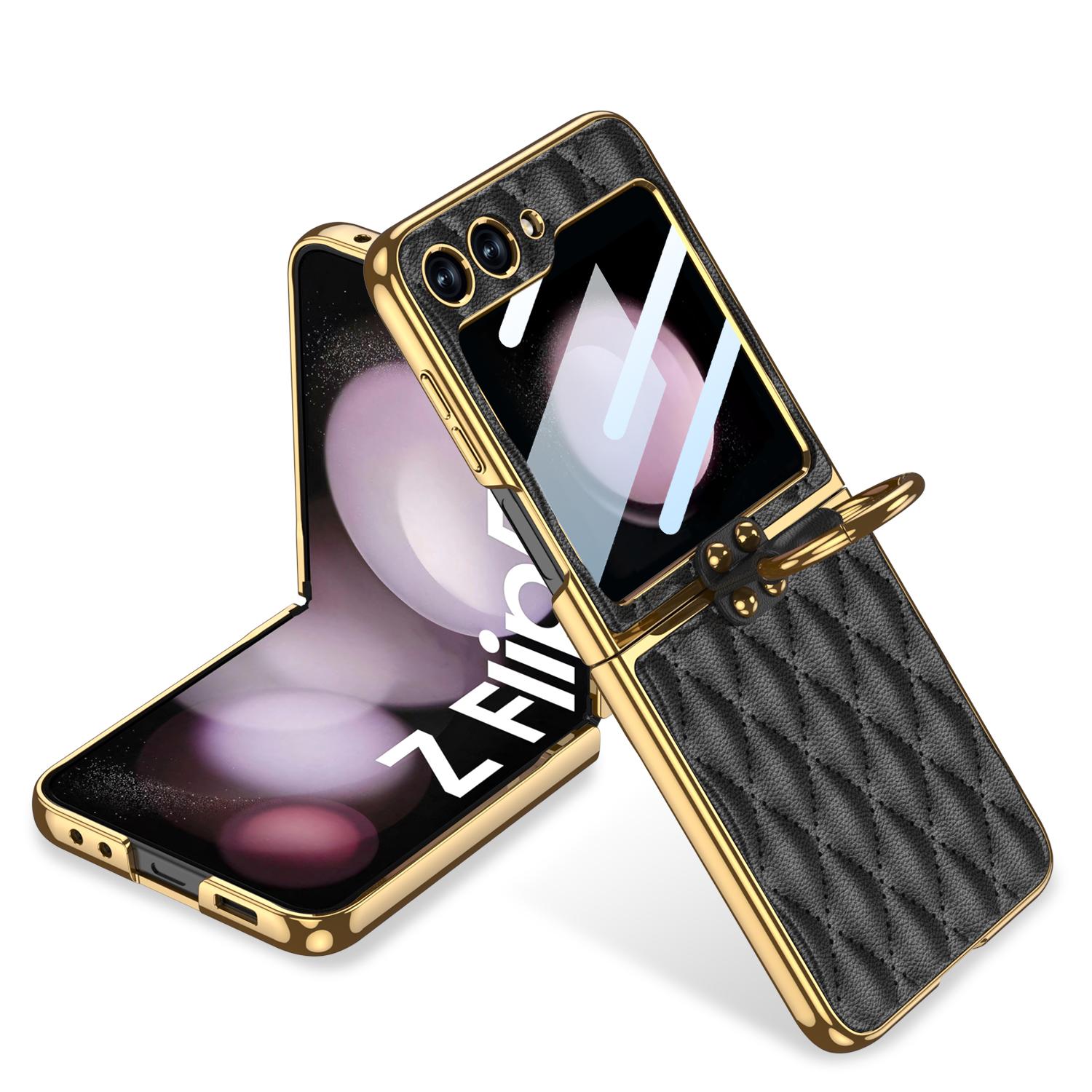 Luxury Leather Plating Ring Holder Case For Samsung Galaxy Z Flip 5 5G Back Screen Glass Hard Cover For Galaxy Z Flip5 Case Samsung Galaxy Z Flip 5
Luxury Leather Plating Ring Holder Case For Samsung Galaxy Z Flip 5 5G Back Screen Glass Hard Cover For Galaxy Z Flip5 Case Samsung Galaxy Z Flip 5
