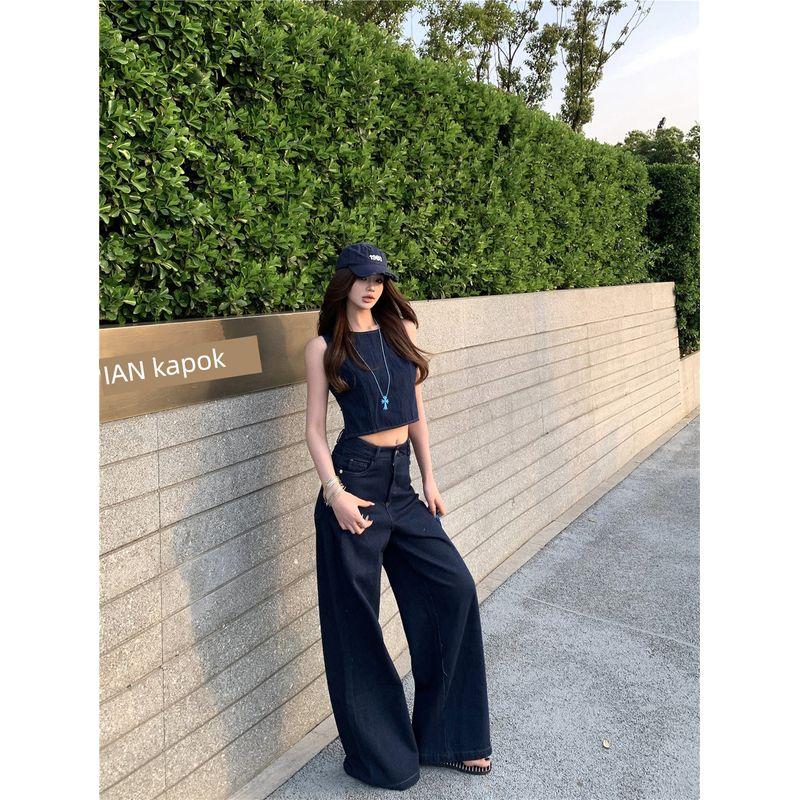 Kumikumi Fashion Set Back Lace-up Vest Top Women Summer High Waist Jeans Wide Leg Pants Two-piece Set Cowboy Suit L
Kumikumi Fashion Set Back Lace-up Vest Top Women Summer High Waist Jeans Wide Leg Pants Two-piece Set Cowboy Suit L