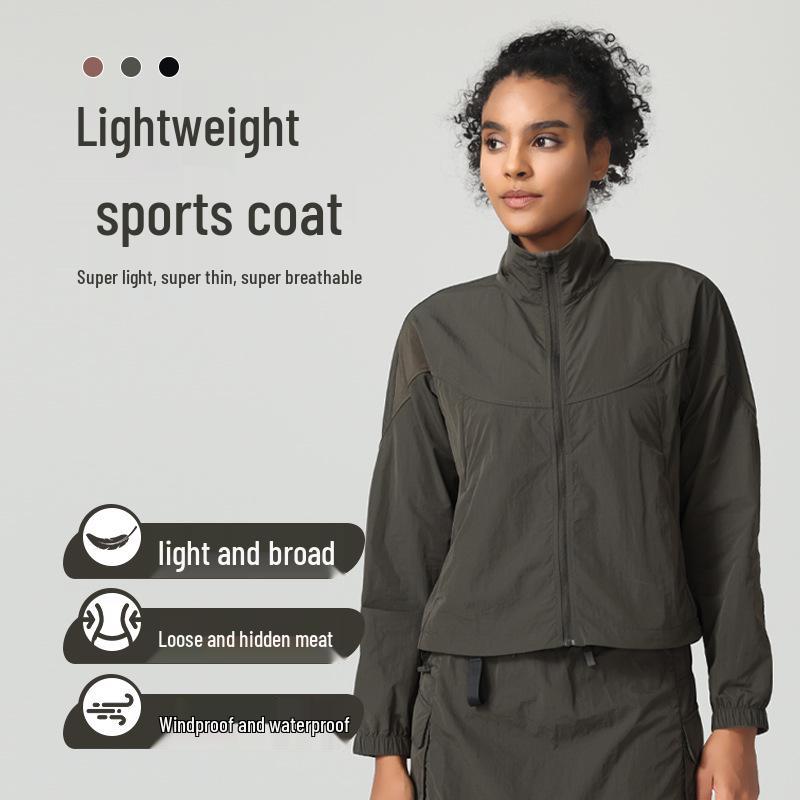 Женская трансформируемая водонепроницаемая куртка с длинным рукавом для занятий спортом на открытом воздухе, бега и йоги 6/M армия зеленый