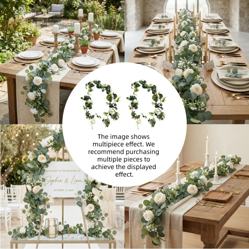 2Pcs AVTCLDY 178cm / 70.07inch Artificial Eucalyptus Garland With White Roses, Realistic Artificial Flowers And Green Vines, Suitable For Wedding 2Pcs
2Pcs AVTCLDY 178cm / 70.07inch Artificial Eucalyptus Garland With White Roses, Realistic Artificial Flowers And Green Vines, Suitable For Wedding 2Pcs