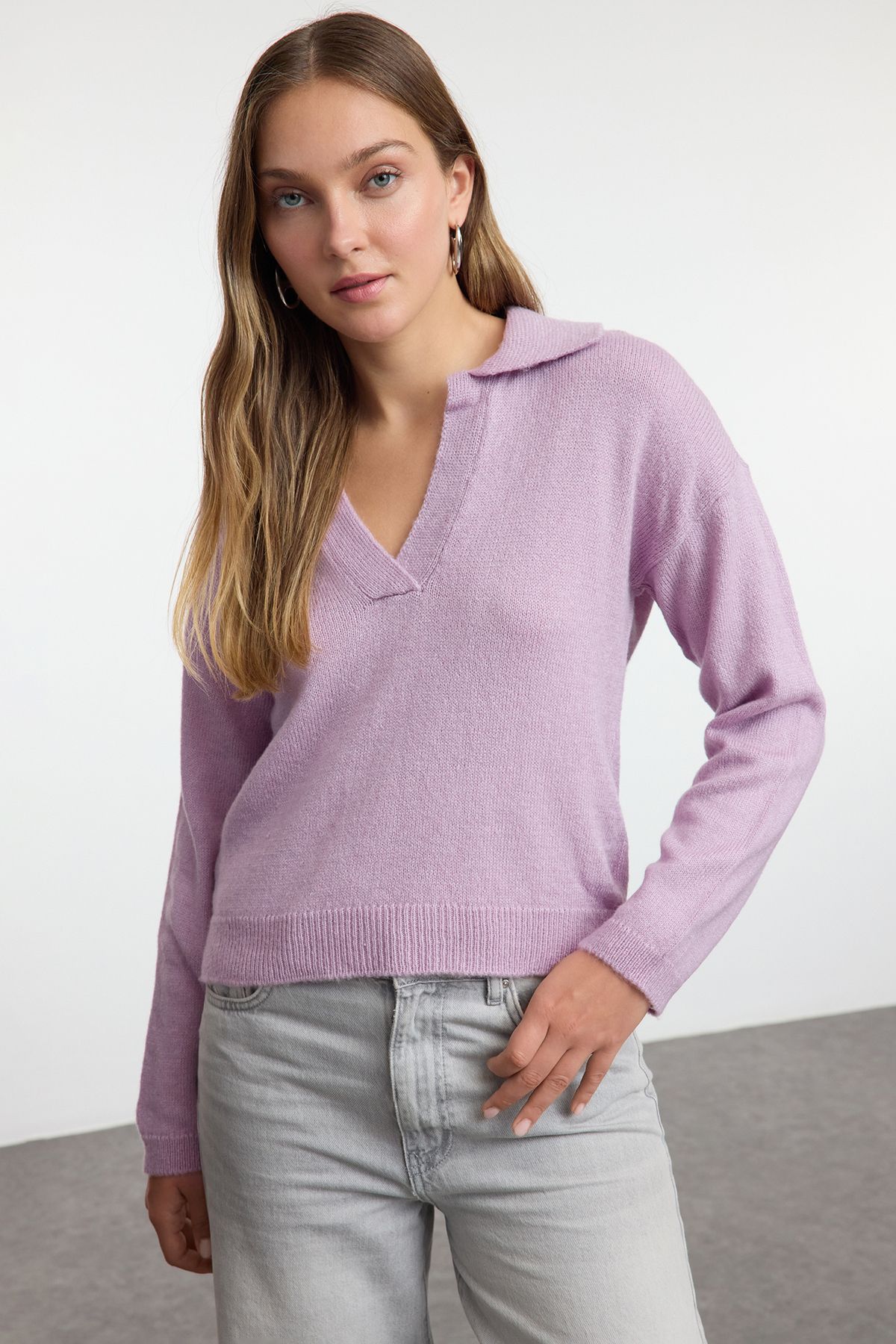 Women s Fashionable Stylish Sweater Lilac Wide Fit Soft Textured Basic Knitwear Sweater M
Women s Fashionable Stylish Sweater Lilac Wide Fit Soft Textured Basic Knitwear Sweater M