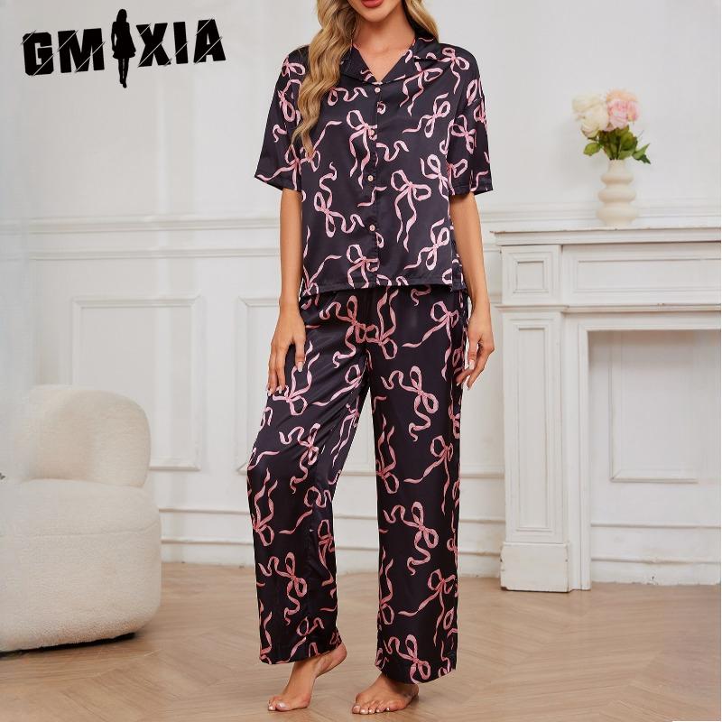 GMXIA Advanced Light Luxury Pajamas Women Spring and Autumn Ice Silk Short-sleeved Shirt Trousers Suit Homewear S чорний
GMXIA Advanced Light Luxury Pajamas Women Spring and Autumn Ice Silk Short-sleeved Shirt Trousers Suit Homewear S чорний