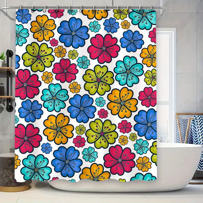 Vibrant Flower Shower Curtain Set For Bathroom Decor Multi-Colored Floral Print Waterproof Fabric With Rings Included. W60H190(CM)-1 Pcs
Vibrant Flower Shower Curtain Set For Bathroom Decor Multi-Colored Floral Print Waterproof Fabric With Rings Included. W60H190(CM)-1 Pcs