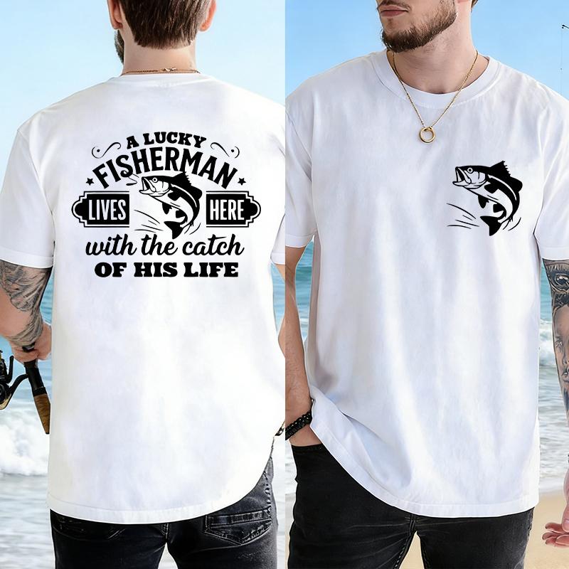 A Lucky Fisherman Lives Here with The Catch of His Life Graphic Tees, Casual O Neck Short Sleeve Men s T-Shirt for Fishing Lover 5XL різнокольоровий
A Lucky Fisherman Lives Here with The Catch of His Life Graphic Tees, Casual O Neck Short Sleeve Men s T-Shirt for Fishing Lover 5XL різнокольоровий