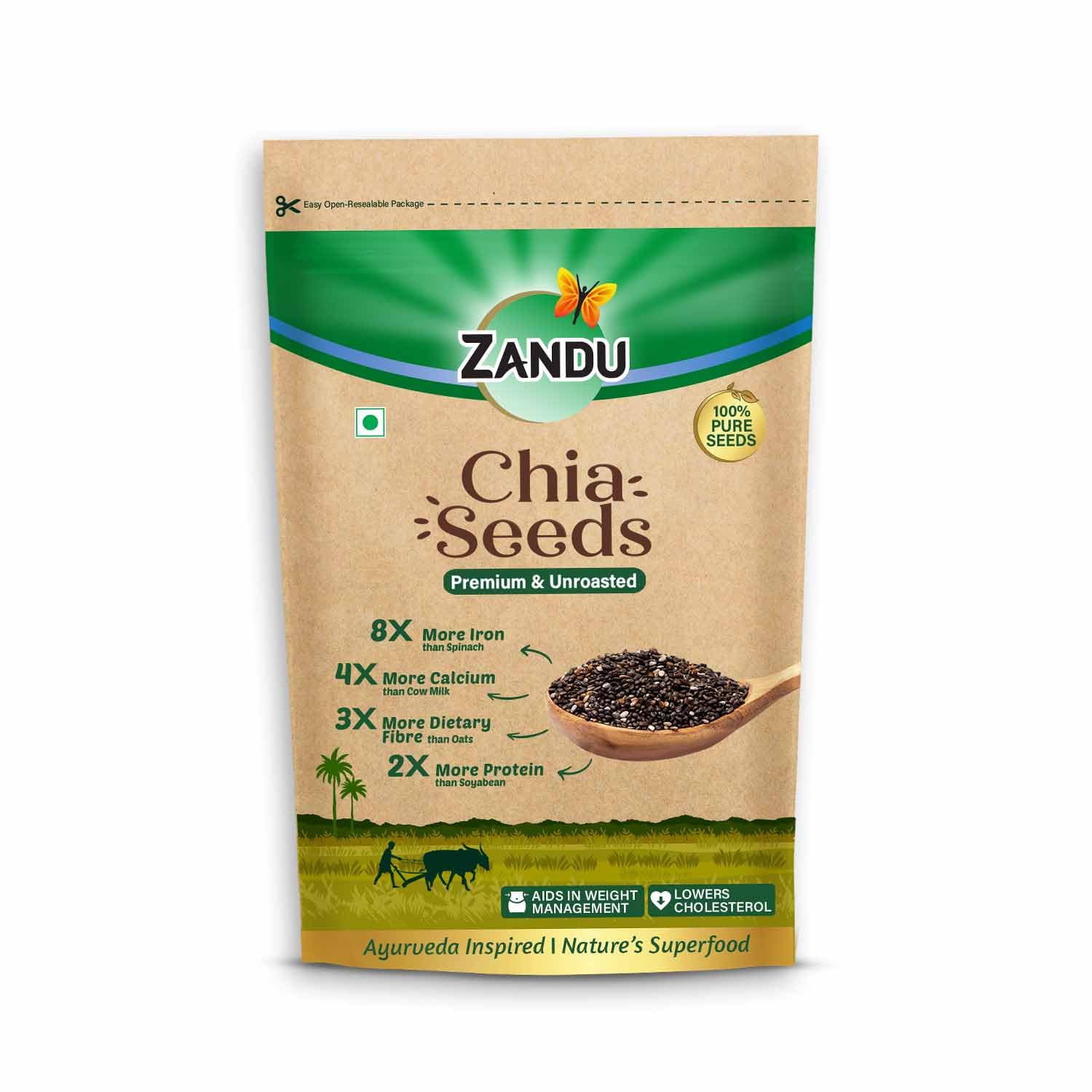 Zandu Chia Seeds 200g Pack of 1 I Premium Raw Superfood Rich in Omega-3 I Supports Weight Management
Zandu Chia Seeds 200g Pack of 1 I Premium Raw Superfood Rich in Omega-3 I Supports Weight Management