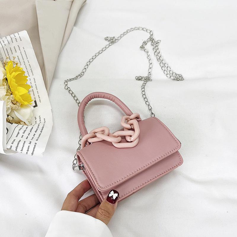 Модная женская сумка-темперамент, зимняя модная маленькая квадратная сумка через плечо с цепочкой, повседневная сумка на одно плечо розовый