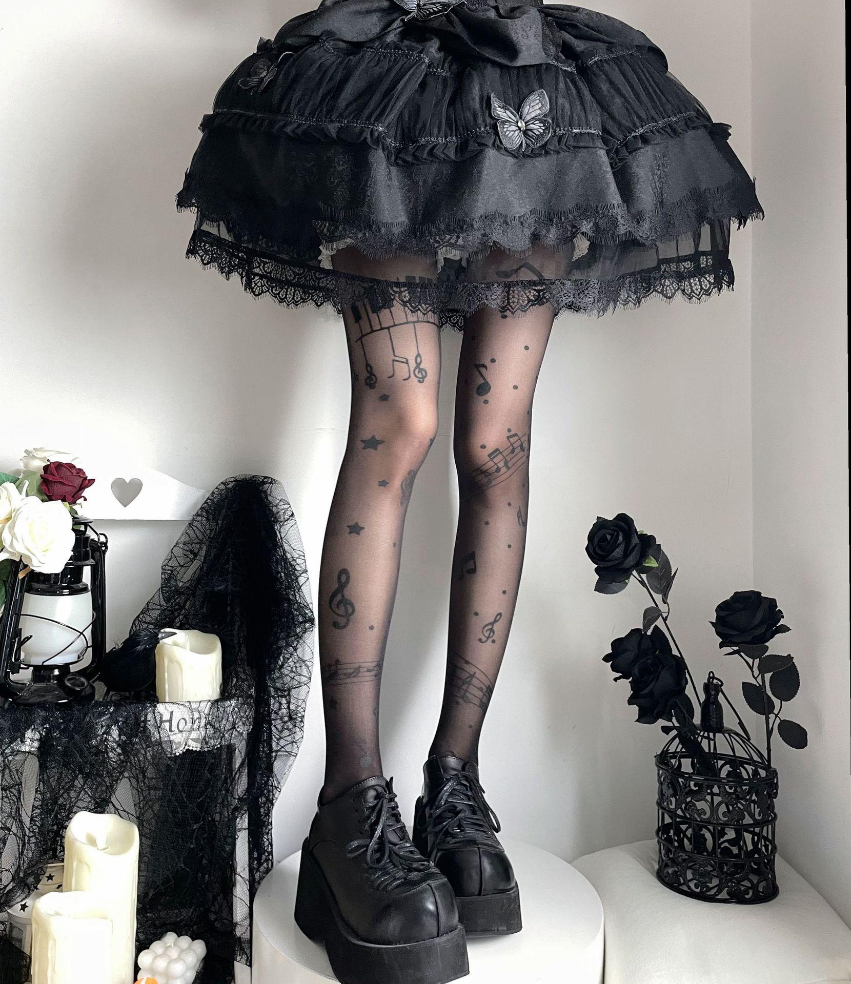 Musical Note Black Stockings Symbol Print Lolita Tights Women Hosiery Sweet High Y2K Girls Stocking Tights Club Party Pantyhose M
Musical Note Black Stockings Symbol Print Lolita Tights Women Hosiery Sweet High Y2K Girls Stocking Tights Club Party Pantyhose M