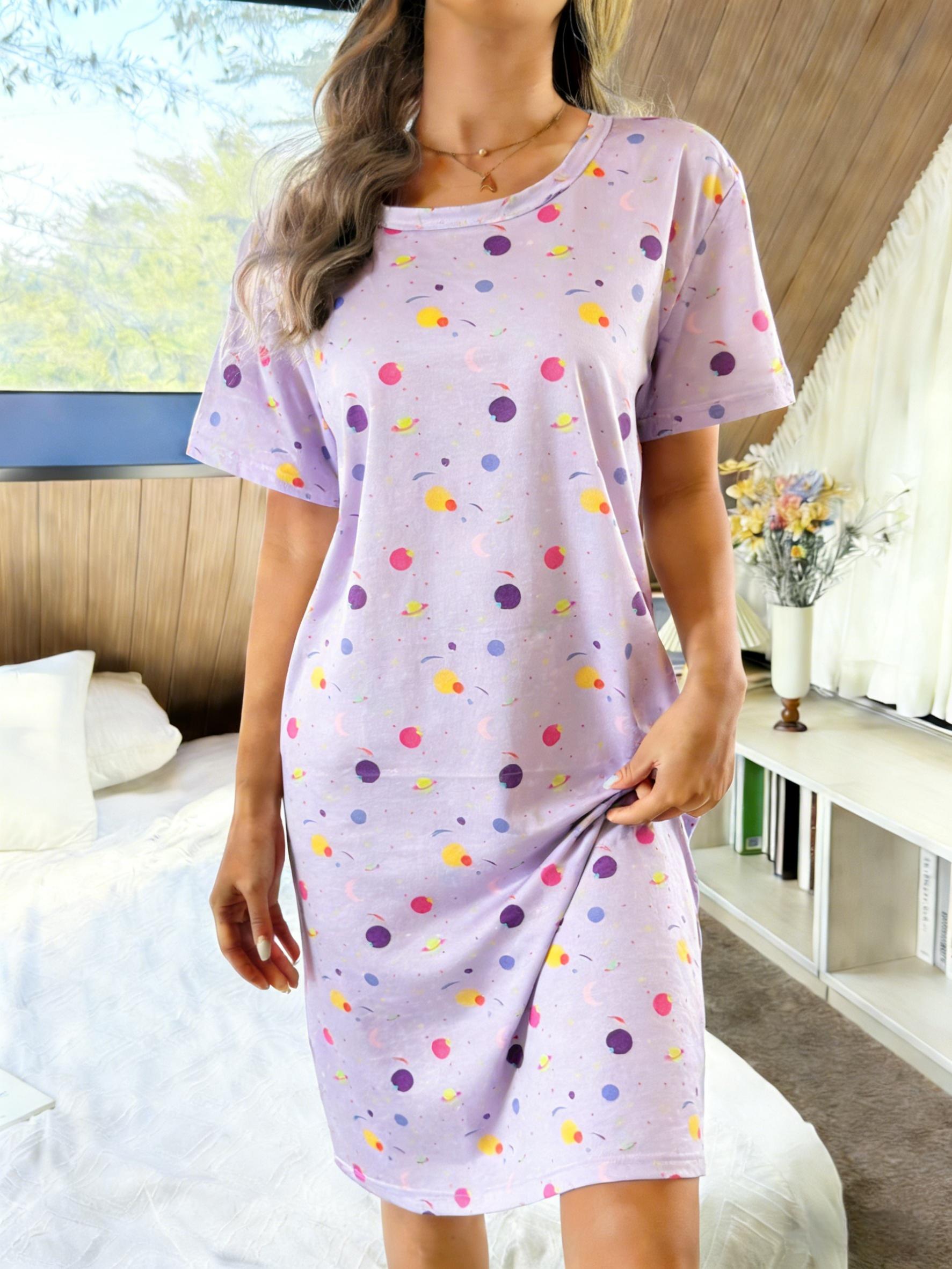 Summer Women s Nightgown. Cute Cartoon Round Neck Starry Sky Print Casual Pajamas. Lightweight Loungewear L дубильна кора
Summer Women s Nightgown. Cute Cartoon Round Neck Starry Sky Print Casual Pajamas. Lightweight Loungewear L дубильна кора