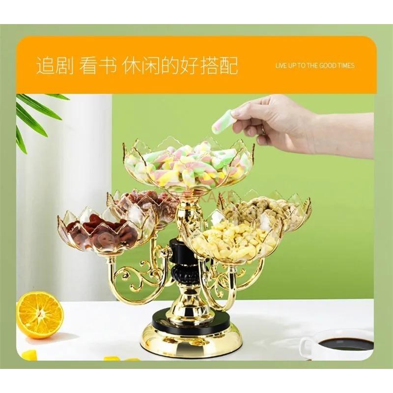 Сухофрукты и фруктовая тарелка, домашняя гостиная, журнальный столик, конфеты, многослойная хрустальная фруктовая тарелка, элитная