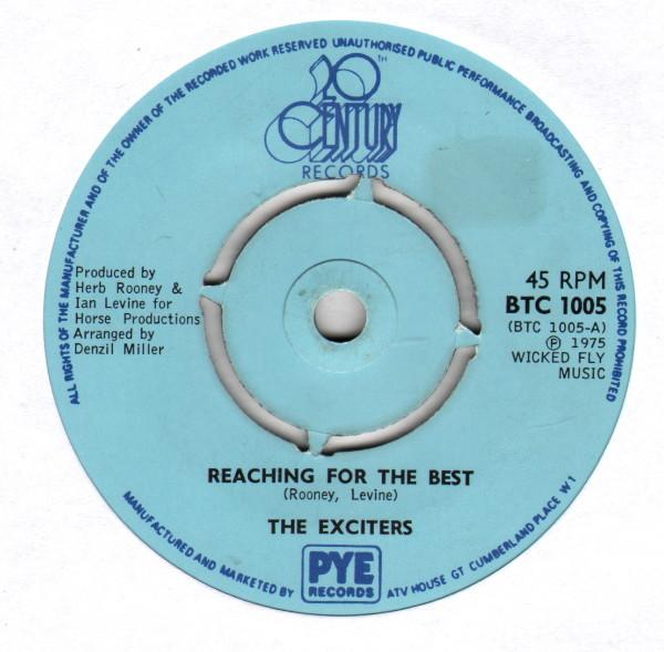 7inch Record EXCITERS - Reaching For The Best BTC1005 20th Century Re 1975 UK Soul/Funk Used
7inch Record EXCITERS - Reaching For The Best BTC1005 20th Century Re 1975 UK Soul/Funk Used