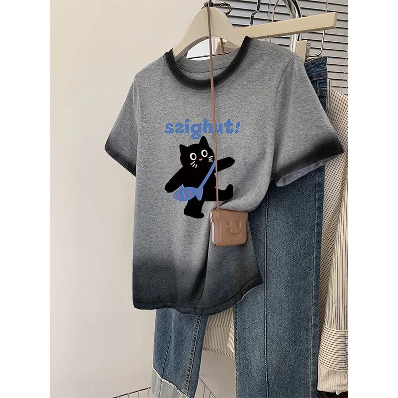 150kg Plus Size Women s Clothing 2026 Summer New Style Gray Gradient Pure Cotton Right Shoulder Short Sleeve T-Shirt 200 Loose Top Gray Gradient (Walking Cat) 2XL
150kg Plus Size Women s Clothing 2026 Summer New Style Gray Gradient Pure Cotton Right Shoulder Short Sleeve T-Shirt 200 Loose Top Gray Gradient (Walking Cat) 2XL