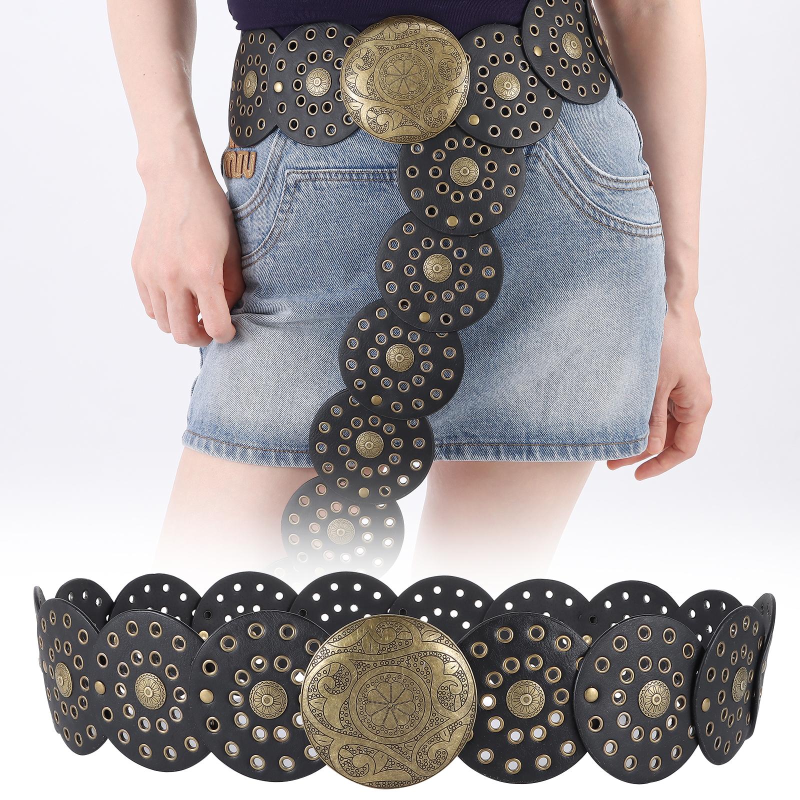 Y2K Disc Belt Exaggerated Cowboy Wide Disc Belt Cowboy Wide Disc Belt Hollow Belt for Women Black Gold-A-121CM
Y2K Disc Belt Exaggerated Cowboy Wide Disc Belt Cowboy Wide Disc Belt Hollow Belt for Women Black Gold-A-121CM