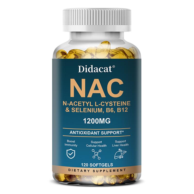 N-Acetyl-L-Cysteine Dietary Supplement, With Vitamin B6, Vitamin B12, 120 Softgels 120 Capsules
N-Acetyl-L-Cysteine Dietary Supplement, With Vitamin B6, Vitamin B12, 120 Softgels 120 Capsules