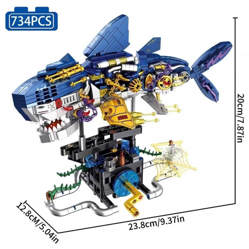734PCS Ideas Series Semi-Mechanical Shark Building Block High-Tech Mechanical Shark Model Bricks Toys For Boy Birthday Gift MOC
734PCS Ideas Series Semi-Mechanical Shark Building Block High-Tech Mechanical Shark Model Bricks Toys For Boy Birthday Gift MOC