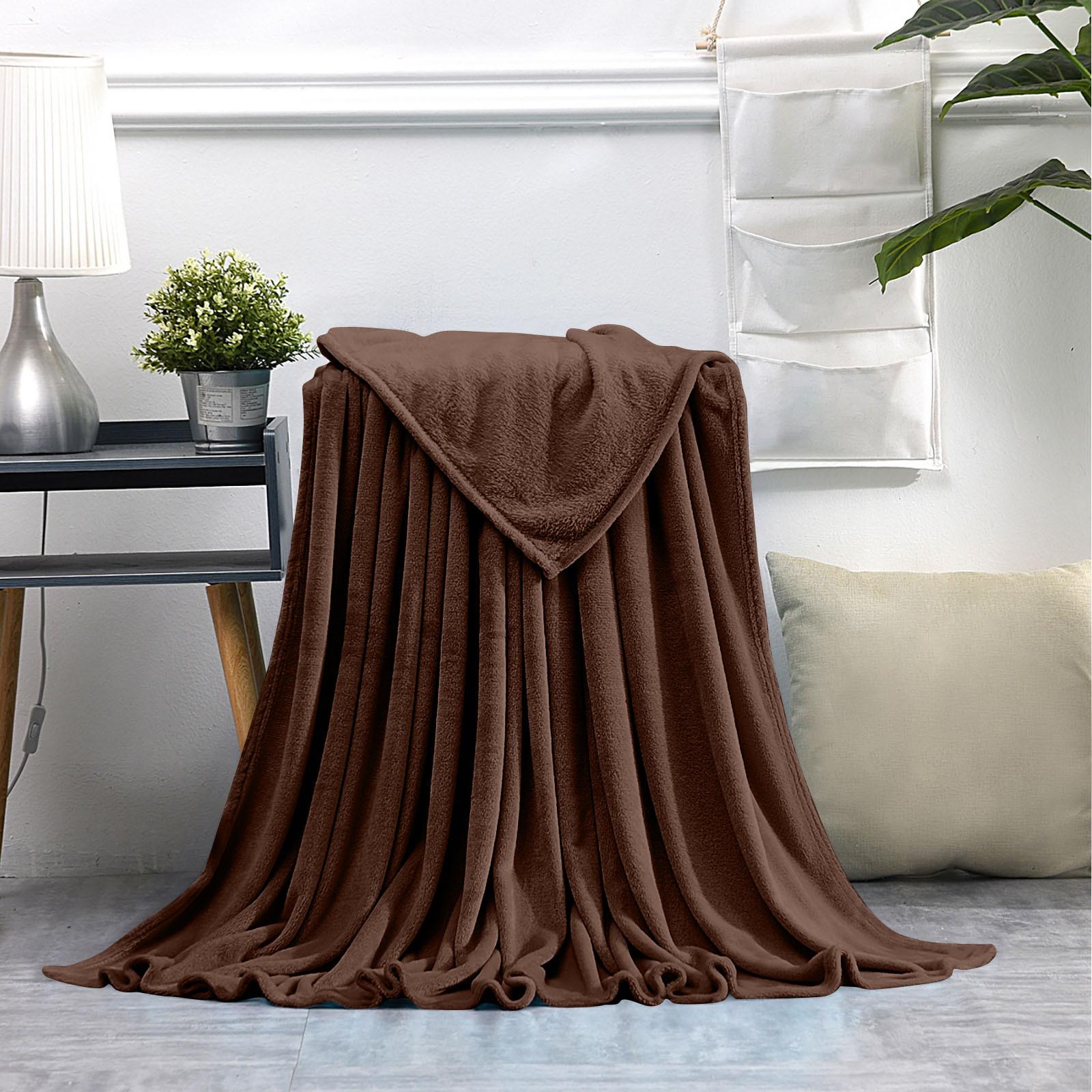 Искусственное одеяло, очень мягкое теплое однотонное теплое микроплюшевое флисовое одеяло, коврик для дивана, постельное белье, уютное и прочное одеяло One Size кофейный